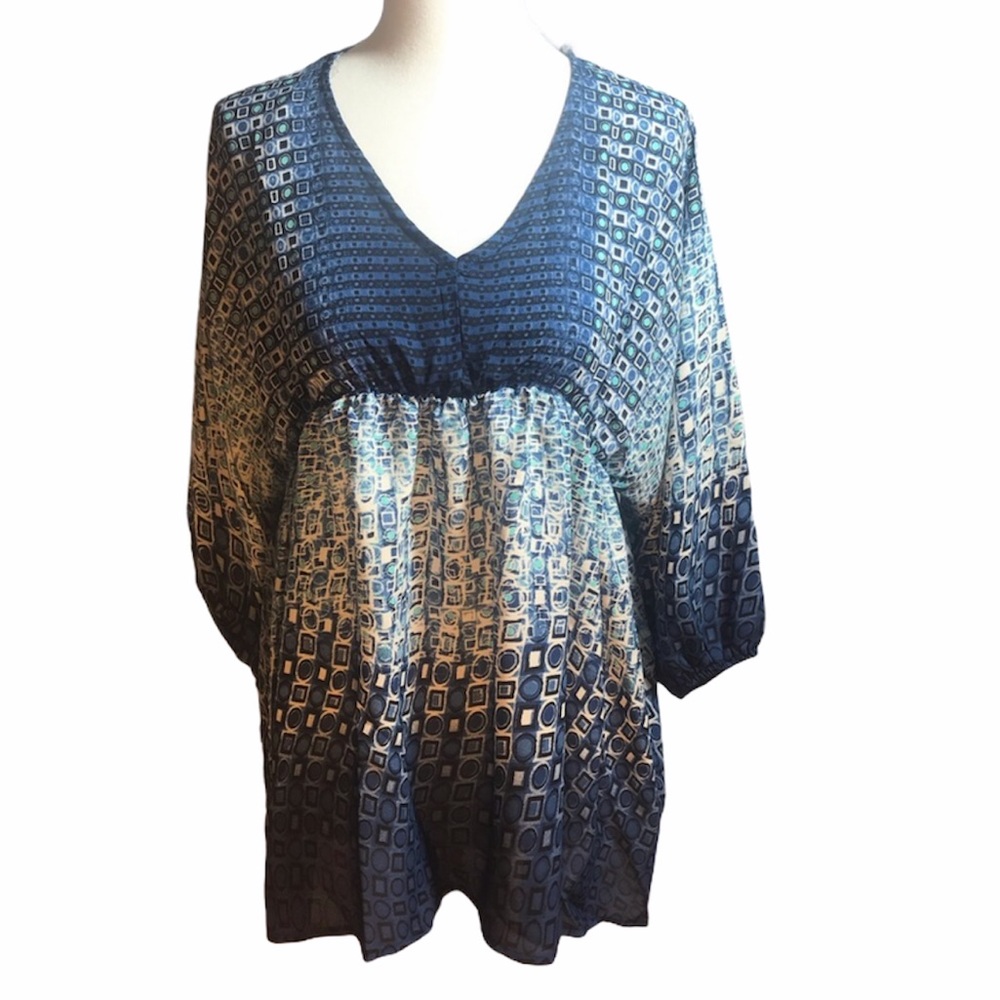 Romeo Juliet Blouse Shirt Top Blue Babydoll Small